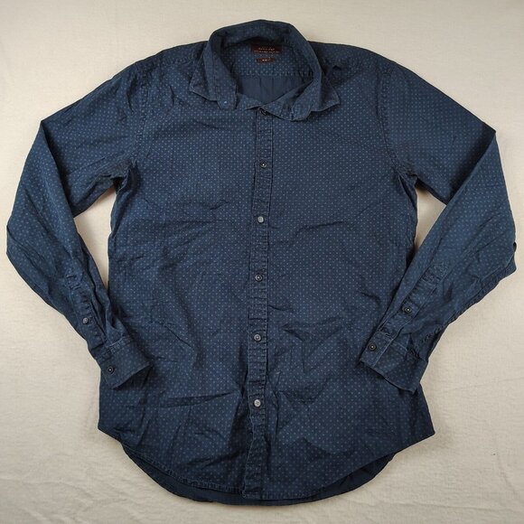 Zara Man Basic slim Fit Dot Print Blue Button Up Shirt Size Small - Picture 1 of 7